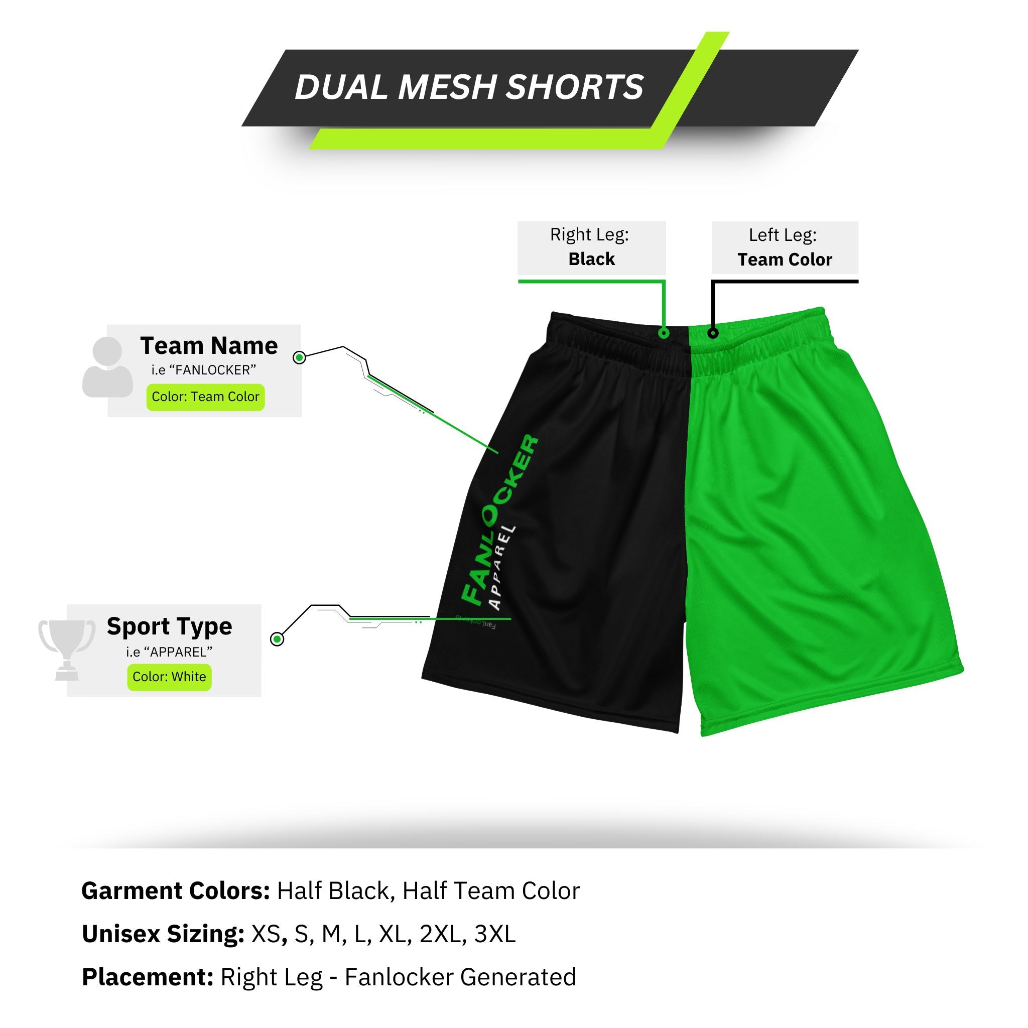 "Your Team Name" - Dual Mesh Shorts